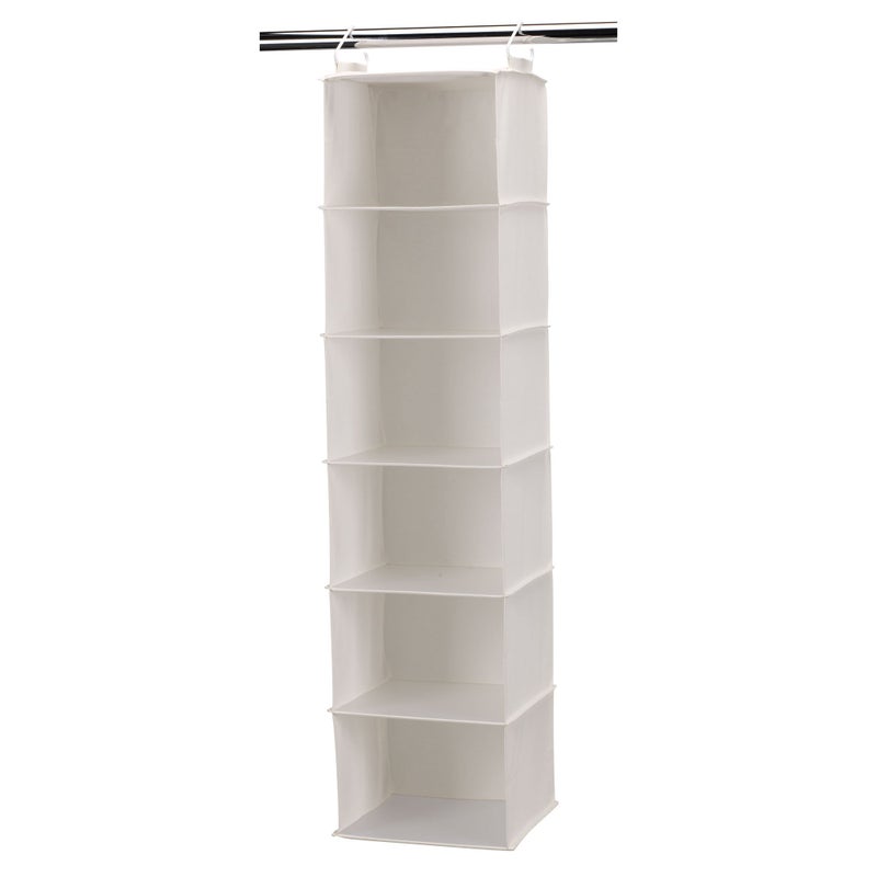 Household Essentials منظم خزانة معلق أساسي للمنزل 311312 | 6 رفوف | قماش طبيعي - Image 1